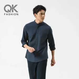 Áo sơ mi dài tay cổ tàu Premium Poplin